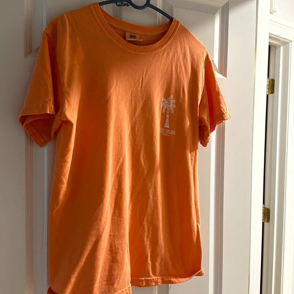 Orange tropical shirt  “live happy” it’s 5:00 o’clock somewhere !!!”